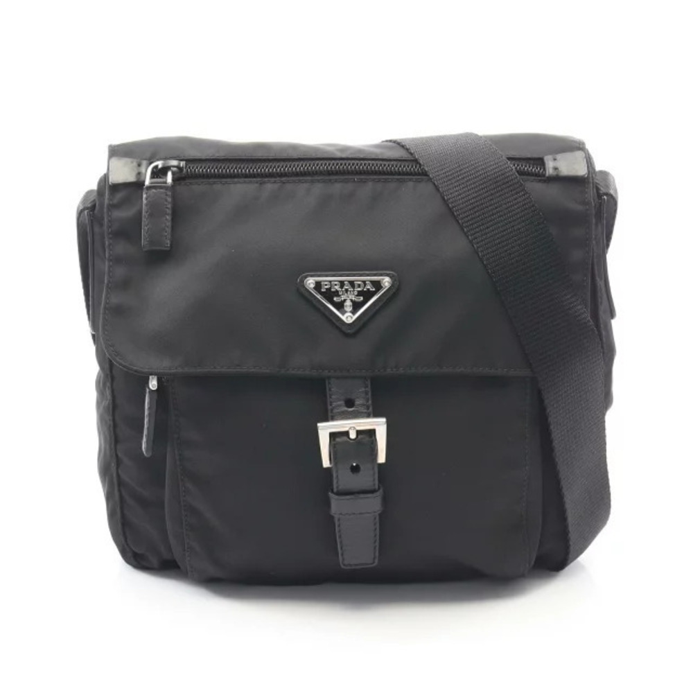 Prada VELA SPORT Shoulder Bag Leather Black